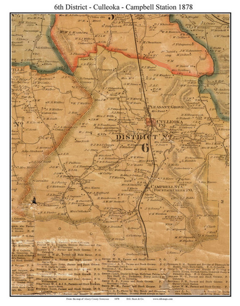 District No. 6 - Culleoka - Campbell Station, Tennessee 1878 Old Town Map Custom Print Maury Co. District No. 6 - Culleoka - Campbell Station, Tennessee 1878 Old Town Map Custom Print Maury Co.