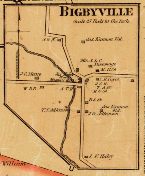 Bigbyville Village, District No. 7, Tennessee 1878 Old Town Map Custom Print Maury Co.
