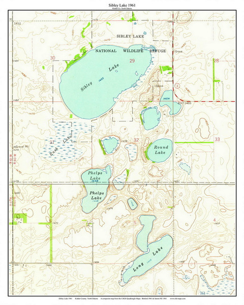 Sibley Lake 1961 - Custom USGS Old Topo Map - North Dakota