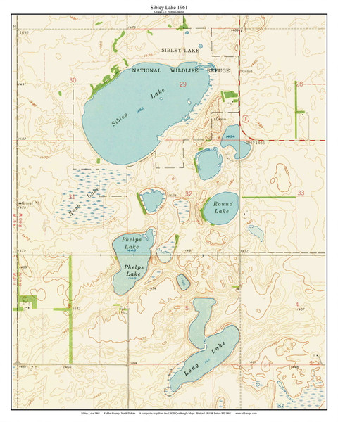 Sibley Lake 1961 - Custom USGS Old Topo Map - North Dakota