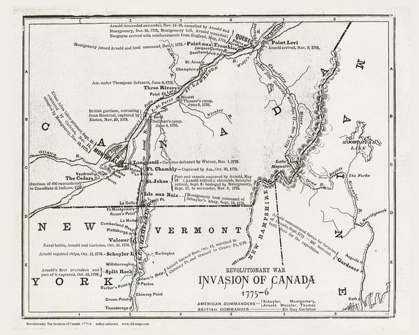 New England 1776 Old Map Reprint - Invasion of Canada