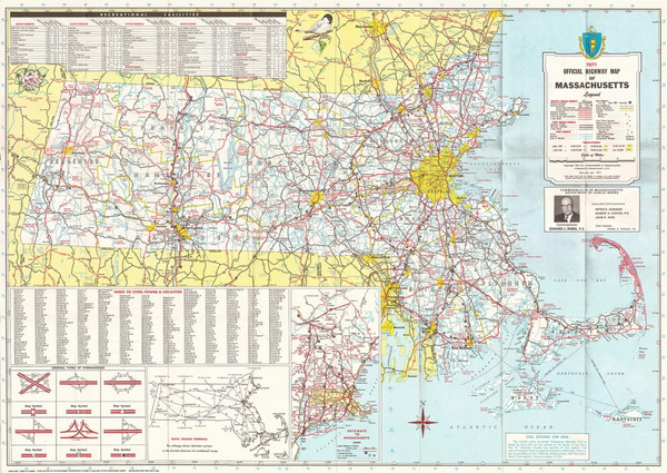 Massachusetts 1971 State Highway Map Reprint