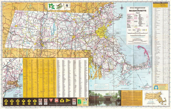 Massachusetts 1984 State Highway Map Reprint