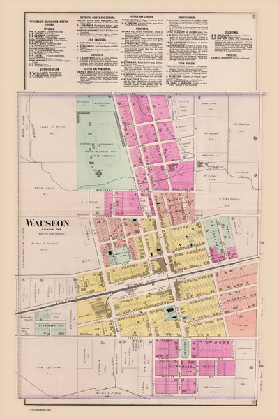 Wauseon Ohio 1888 - Old Town Map Reprint - Fulton Co. Atlas 17