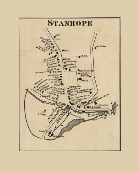 Stanhope Byram, New Jersey 1860 Old Town Map Custom Print - Sussex Co.