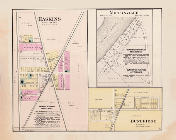 Haskins Miltonville Dunbridge, Ohio 1886 - Wood Co. Atlas 20 Haskins Miltonville Dunbridge, Ohio 1886 - Wood Co. Atlas 20