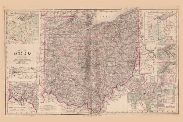 Map of Ohio, Ohio 1886 - Wood Co. Atlas 44 Map of Ohio, Ohio 1886 - Wood Co. Atlas 44