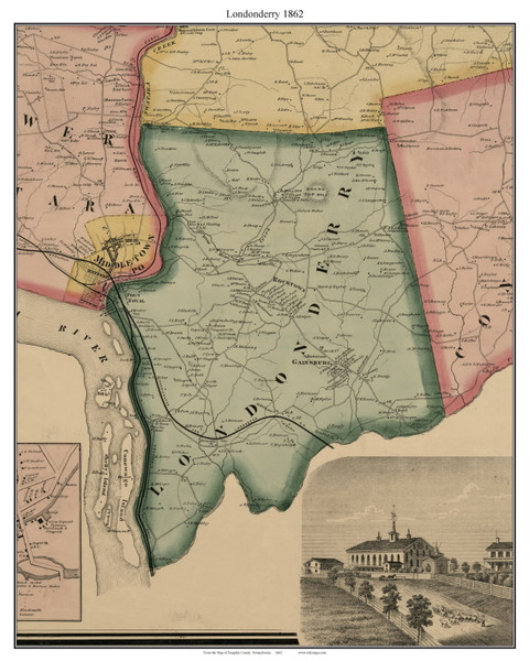 Londonderry, Pennsylvania 1862 Old Town Map Custom Print - Dauphin Co. Londonderry, Pennsylvania 1862 Old Town Map Custom Print - Dauphin Co.