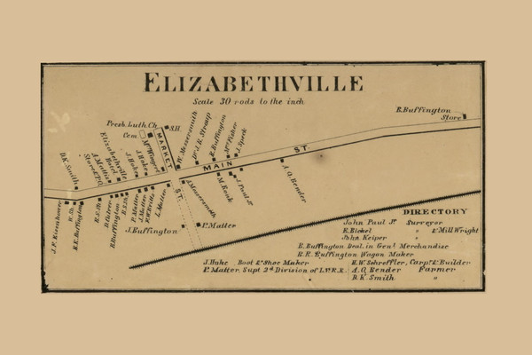 Elizabethville - Washington, Pennsylvania 1862 Old Town Map Custom Print - Dauphin Co. Elizabethville - Washington, Pennsylvania 1862 Old Town Map Custom Print - Dauphin Co.