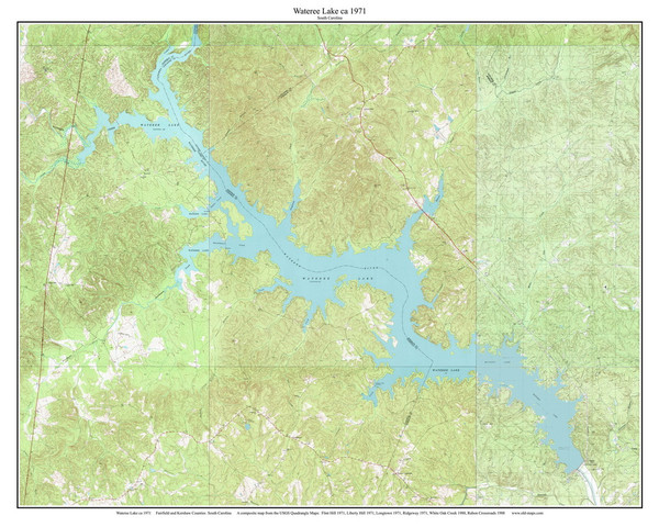 Wateree Lake 1971 - Custom USGS Old Topo Map - South Carolina Wateree Lake 1971 - Custom USGS Old Topo Map - South Carolina