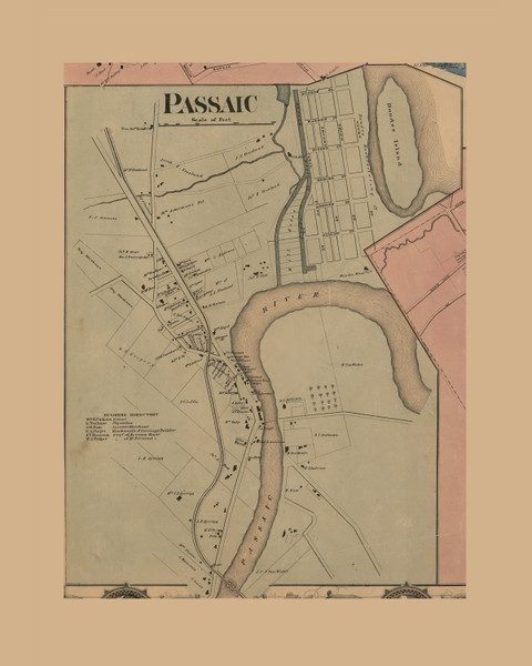 Passaic Village - Acquackanonk, New Jersey 1861 Old Town Map Custom Print - Bergen & Passaic Co.