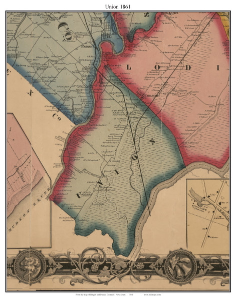 Union, New Jersey 1861 Old Town Map Custom Print - Bergen & Passaic Co.