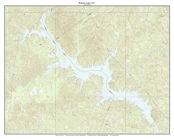 Lake Wateree 2017 - Custom USGS Old Topo Map - South Carolina