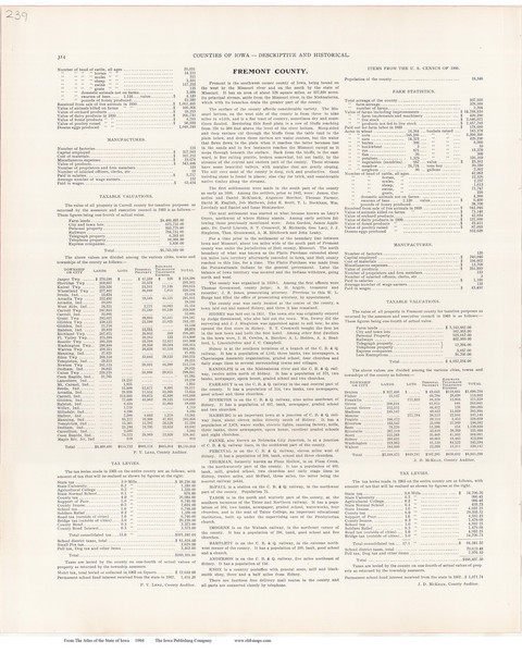 Fremont County Text, Iowa 1904 - Iowa State Atlas  239