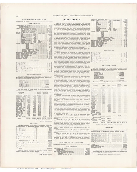 Wayne County Text, Iowa 1904 - Iowa State Atlas  297 Wayne County Text, Iowa 1904 - Iowa State Atlas  297