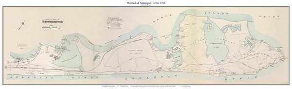Montauk & Napeague Harbor (Easthampton) New York 1916 Old Map - Suffolk Co. Atlas Custom Print