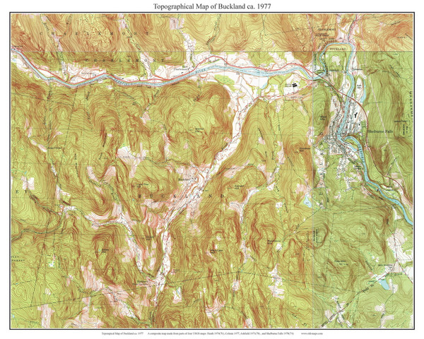 Buckland 1977 - Custom USGS Old Topo Map - Massachusetts 7x7 Custom FRCO
