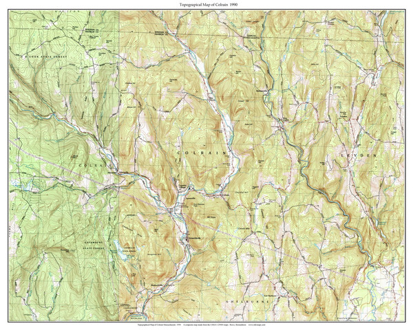 Colrain 1990 - Custom USGS Old Topo Map - Massachusetts 7x7 Custom FRCO