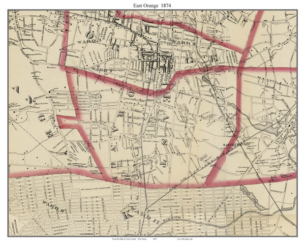 East Orange, New Jersey 1874 Old Town Map Custom Print - Essex Co. Wall Map East Orange, New Jersey 1874 Old Town Map Custom Print - Essex Co. Wall Map