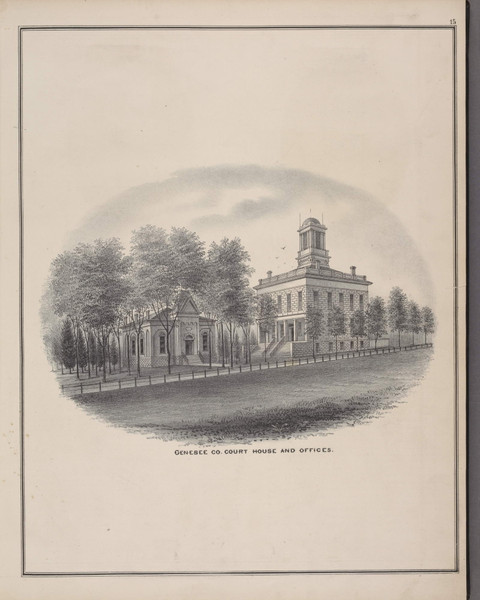 Courthouse #015 - New York 1876 - Old Town Map Reprint - Genesee Co. Atlas