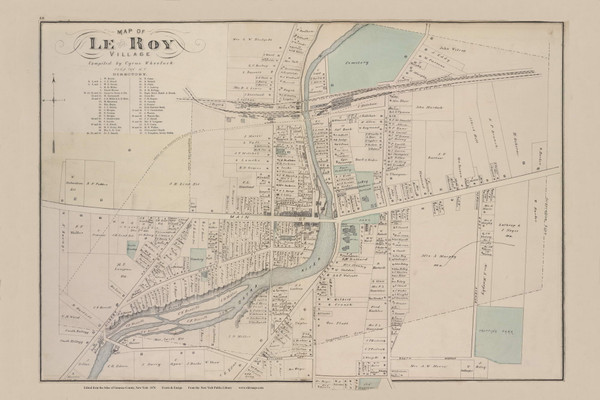 Le Roy Village #048 - New York 1876 - Old Town Map Reprint - Genesee Co. Atlas Le Roy Village #048 - New York 1876 - Old Town Map Reprint - Genesee Co. Atlas