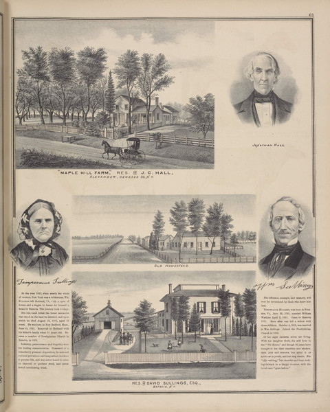 Residence of David Sullings #061 - New York 1876 - Old Town Map Reprint - Genesee Co. Atlas