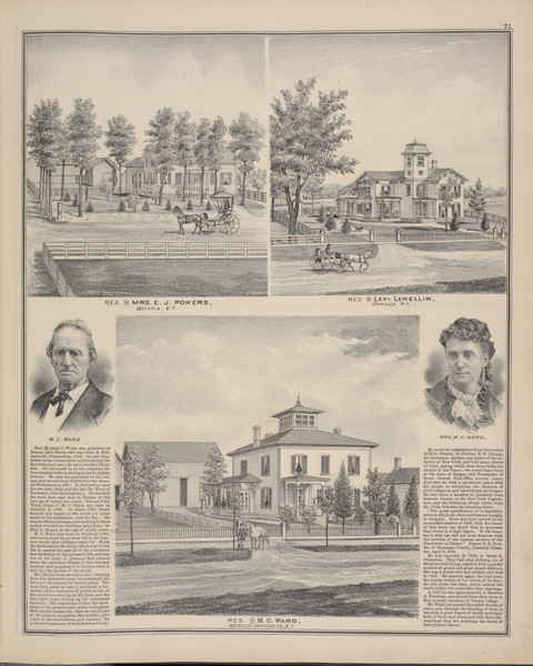 Residence of M.C. Ward #071 - New York 1876 - Old Town Map Reprint - Genesee Co. Atlas Residence of M.C. Ward #071 - New York 1876 - Old Town Map Reprint - Genesee Co. Atlas