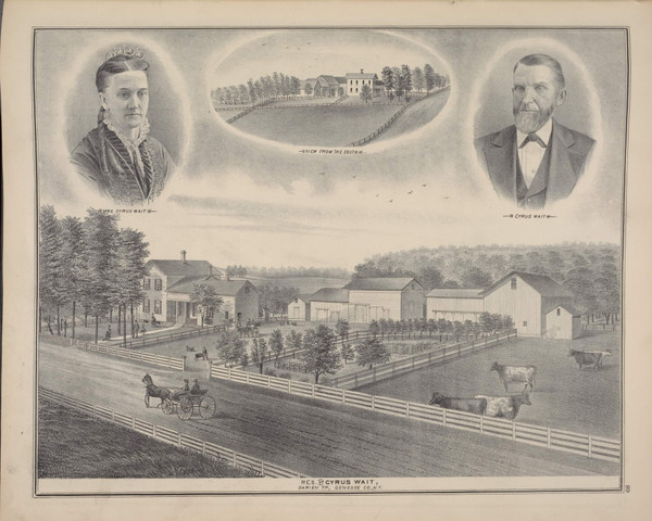 Residence of Cyrus Wait #089 - New York 1876 - Old Town Map Reprint - Genesee Co. Atlas Residence of Cyrus Wait #089 - New York 1876 - Old Town Map Reprint - Genesee Co. Atlas