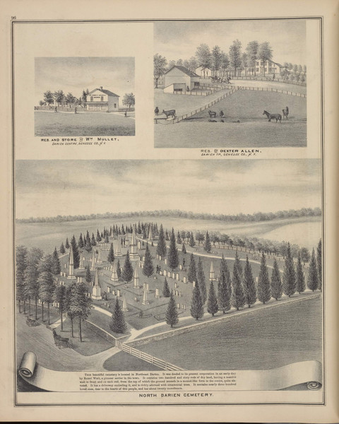 North Darien Cemetery #096 - New York 1876 - Old Town Map Reprint - Genesee Co. Atlas