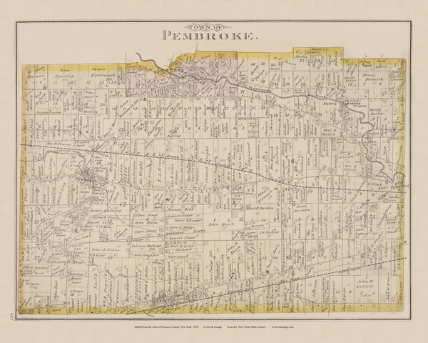 Pembroke #120 - New York 1876 - Old Town Map Reprint - Genesee Co. Atlas