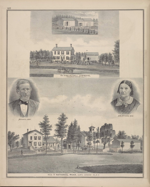 Residence of Nathaniel Read #122 - New York 1876 - Old Town Map Reprint - Genesee Co. Atlas