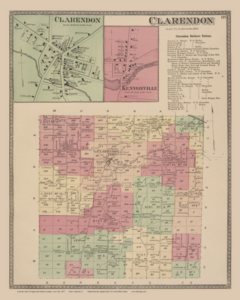 Clarendon #89, New York 1875 Old Map Reprint - Niagra & Orleans Cos.