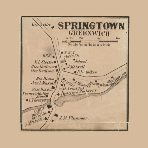 Springtown Greenwich, New Jersey 1860 Old Town Map Custom Print - Warren Co. Springtown Greenwich, New Jersey 1860 Old Town Map Custom Print - Warren Co.
