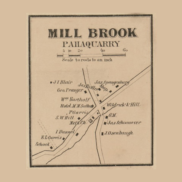 Mill Brook Pahaquarry, New Jersey 1860 Old Town Map Custom Print - Warren Co.
