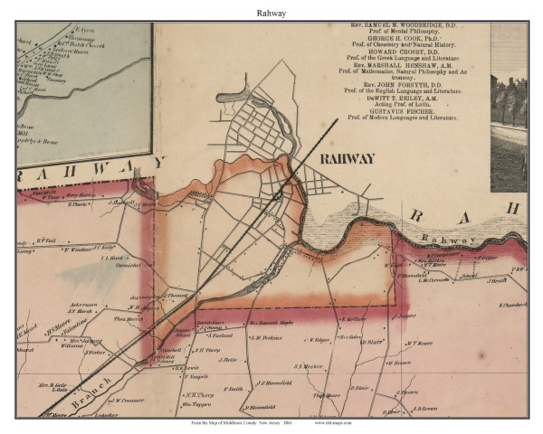 Rahway, New Jersey 1861 Old Town Map Custom Print - Middlesex Co.