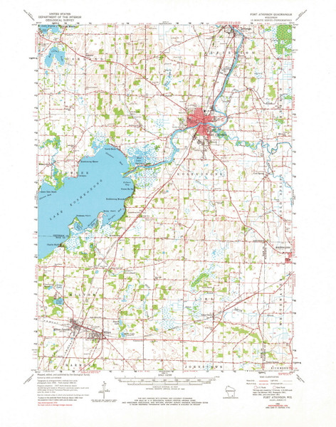 Fort Atkinson, Wisconsin 1961 (1980) USGS Old Topo Map Reprint 15x15 WI Quad 800356 Fort Atkinson, Wisconsin 1961 (1980) USGS Old Topo Map Reprint 15x15 WI Quad 800356