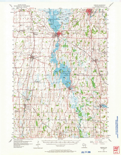 Horicon, Wisconsin 1955 (1971) USGS Old Topo Map Reprint 15x15 WI Quad 503304