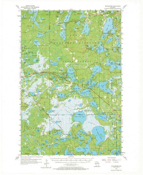 Winchester, Wisconsin 1955 (1971) USGS Old Topo Map Reprint 15x15 WI Quad 803098