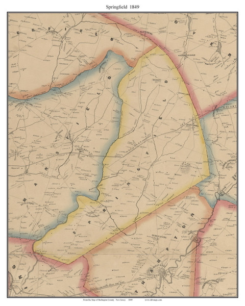 Springfield, New Jersey 1849 Old Town Map Custom Print - Burlington Co. Springfield, New Jersey 1849 Old Town Map Custom Print - Burlington Co.