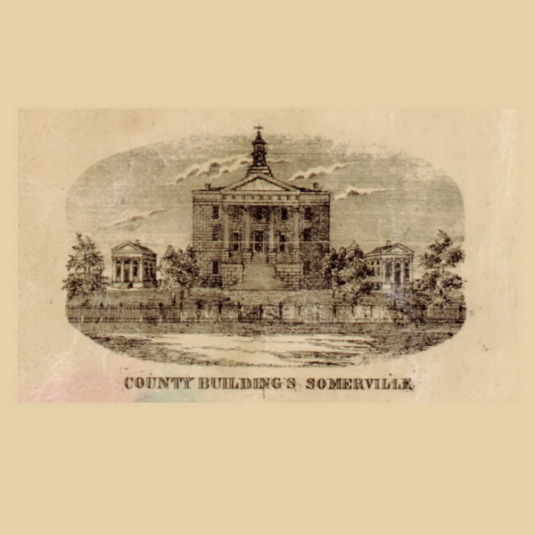 Somerville County Buildings, New Jersey 1850 Old Town Map Custom Print - Somerset Co.