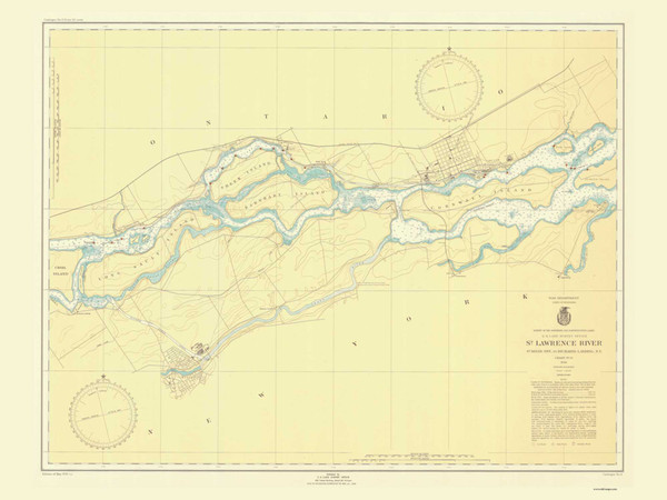 St. Regis to Croil Islands 1946 St Lawrence River Nautical Chart Reprint 11b Great Lakes