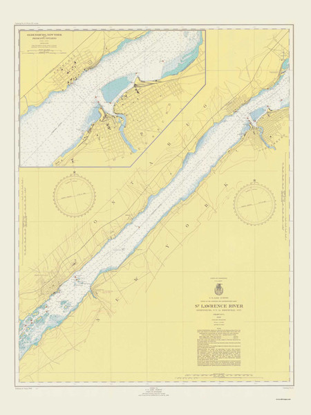 Ogdensburg to Brockville 1949 St Lawrence River Nautical Chart Reprint 14 Great Lakes