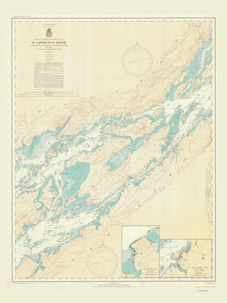 Whiskey Island to Bartlett Point 1940 St Lawrence River Nautical Chart Reprint 16 Great Lakes