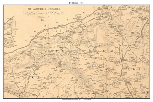 Bethlehem, New Jersey 1851 Old Town Map Custom Print - Hunterdon Co. Bethlehem, New Jersey 1851 Old Town Map Custom Print - Hunterdon Co.