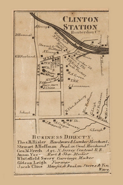 Clinton Station Village, New Jersey 1860 Old Town Map Custom Print - Hunterdon Co. Clinton Station Village, New Jersey 1860 Old Town Map Custom Print - Hunterdon Co.