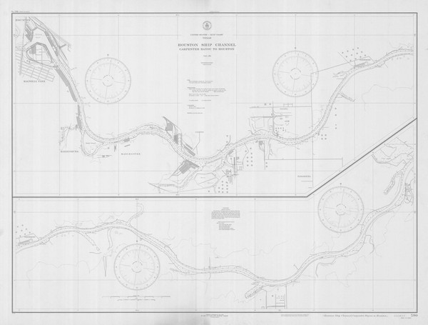Carpenter Bayou to Houston 1933 B - Old Map Nautical Chart AC Harbors 590 - Texas