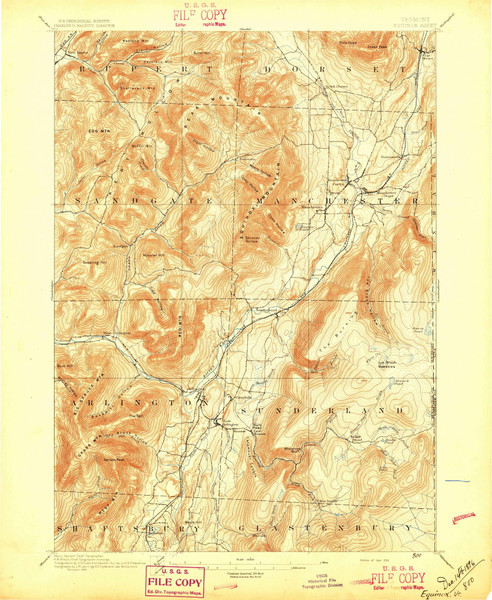 Equinox, Vermont 1896 () USGS Old Topo Map Reprint 15x15 VT Quad 337940