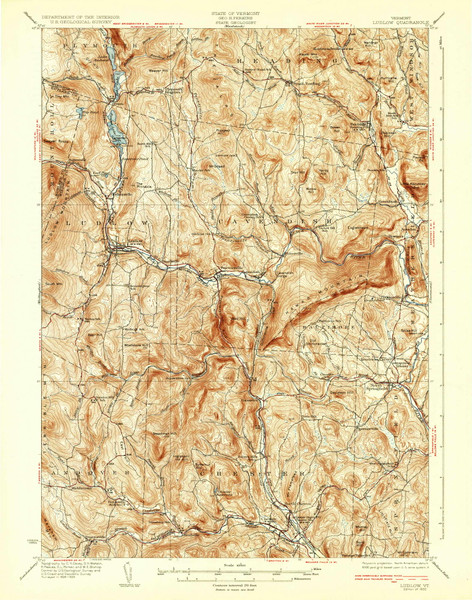 Ludlow, Vermont 1932 () USGS Old Topo Map Reprint 15x15 VT Quad 460027 Ludlow, Vermont 1932 () USGS Old Topo Map Reprint 15x15 VT Quad 460027