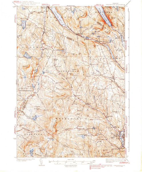 Lyndonville, Vermont 1939 () USGS Old Topo Map Reprint 15x15 VT Quad 338049