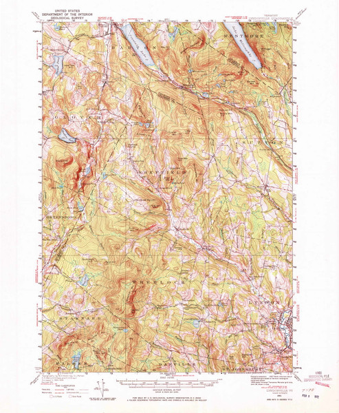 Lyndonville, Vermont 1951 (1972) USGS Old Topo Map Reprint 15x15 VT Quad 338051 Lyndonville, Vermont 1951 (1972) USGS Old Topo Map Reprint 15x15 VT Quad 338051